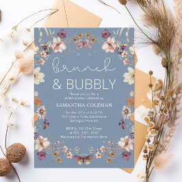 Periwinkle Boho Wildflower Vrijgezellenfeest Brunc Kaart