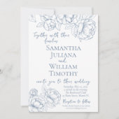 Periwinkle Botanical Floral Elegant Modern Wedding Kaart (Voorkant)