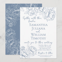 Periwinkle Botanical Floral Elegant Modern Wedding Kaart