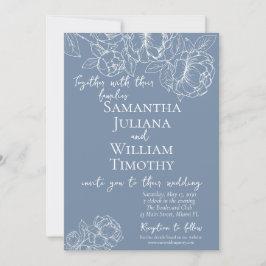 Periwinkle Botanical Floral Elegant Modern Wedding Kaart