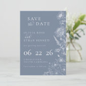Periwinkle Botanical Minimal Wedding Save the Date (Staand voorkant)