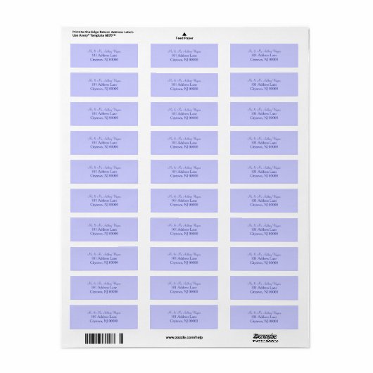 Periwinkle bruiloft Adresetiketten Etiket (Full Sheet)
