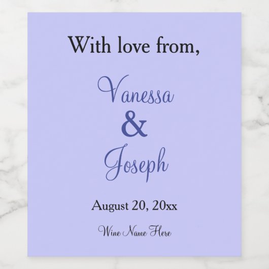 Periwinkle bruiloft dank u gunsten wijn etiket (Enkel label)