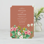 Periwinkle Burnt Oranje Terracotta Wedding Kaart (Staand voorkant)