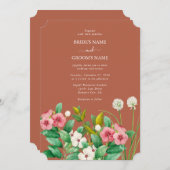 Periwinkle Burnt Oranje Terracotta Wedding Kaart (Voorkant / Achterkant)