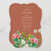 Periwinkle Burnt Oranje Terracotta Wedding Kaart (Voorkant / Achterkant)