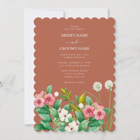 Periwinkle Burnt Oranje Terracotta Wedding Kaart (Voorkant)