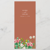Periwinkle Burnt Oranje Terracotta Wedding Menu (Achterkant)