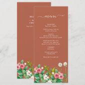Periwinkle Burnt Oranje Terracotta Wedding Menu (Voorkant / Achterkant)