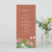 Periwinkle Burnt Oranje Terracotta Wedding Menu (Staand voorkant)