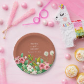 Periwinkle Burnt Oranje Terracotta Wedding Papieren Bordje (Feest)