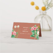 Periwinkle Burnt Oranje Terracotta Wedding Plaatskaartje (Achterkant)