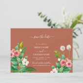 Periwinkle Burnt Oranje Terracotta Wedding Save The Date (Staand voorkant)
