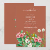 Periwinkle Burnt Oranje Terracotta Wedding Save The Date (Voorkant / Achterkant)