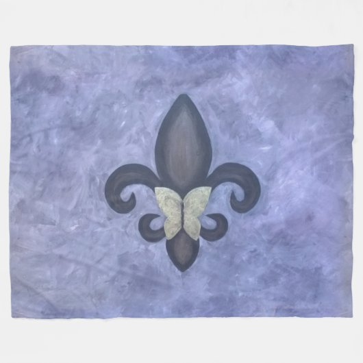 Periwinkle Butterfleur | Fleur de Lis Butterfly Fleece Deken (Voorkant (Horizontaal))