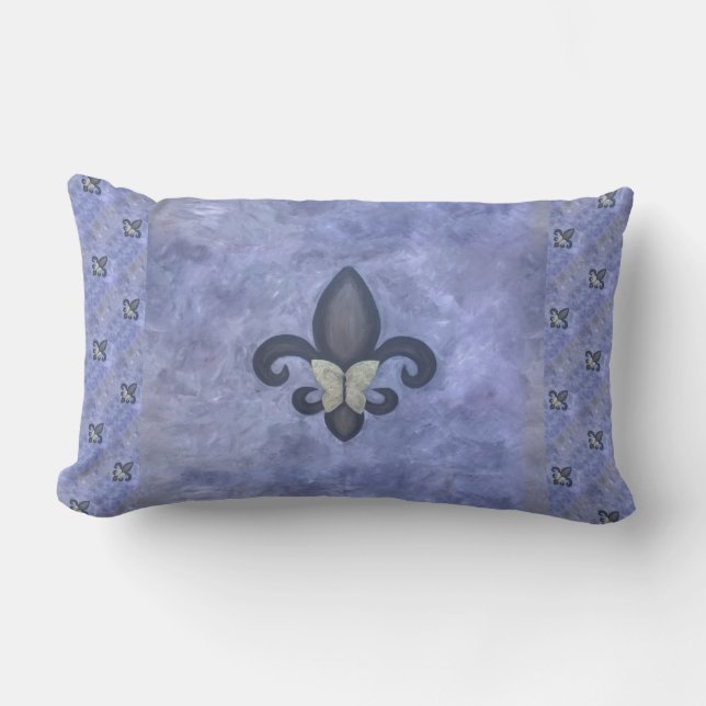 Periwinkle Butterfleur | Fleur de Lis Butterfly Kussen (Voorkant)