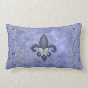 Periwinkle Butterfleur   Fleur de Lis Butterfly Kussen