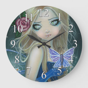 Periwinkle Butterfly Fairy Fantasy Art Wall klok