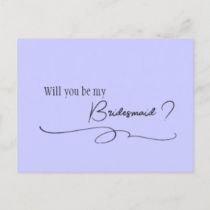 Periwinkle Calligrafie Bridesmaid Voorstel Posten Briefkaart