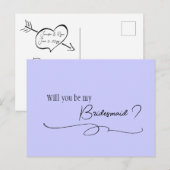 Periwinkle Calligrafie Bridesmaid Voorstel Posten Briefkaart (Voorkant / Achterkant)
