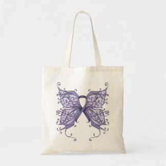 Periwinkle Cancer Ribbon met vlindervleugels Tote Bag