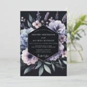 Periwinkle Chiaroscuro Bloom Wedding Kaart (Staand voorkant)
