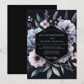 Periwinkle Chiaroscuro Bloom Wedding Kaart (Voorkant / Achterkant)