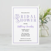 Periwinkle classy chique bruids douche uitnodiging (Staand voorkant)