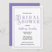 Periwinkle classy chique bruids douche uitnodiging (Voorkant / Achterkant)