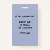 Periwinkle Corporate Logo Medewerker Fotobadge Badge (Achterkant)