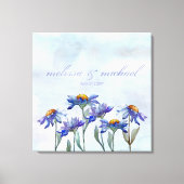 Periwinkle Daisies Waterverf Typography Wedding Canvas Afdruk (Voorkant)