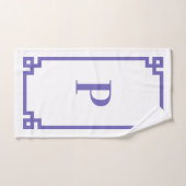 Periwinkle Decorative Greek Key Border Monogram Handdoek (Handdoek)