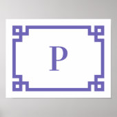 Periwinkle Decorative Greek Key Border Monogram Poster (Voorkant)