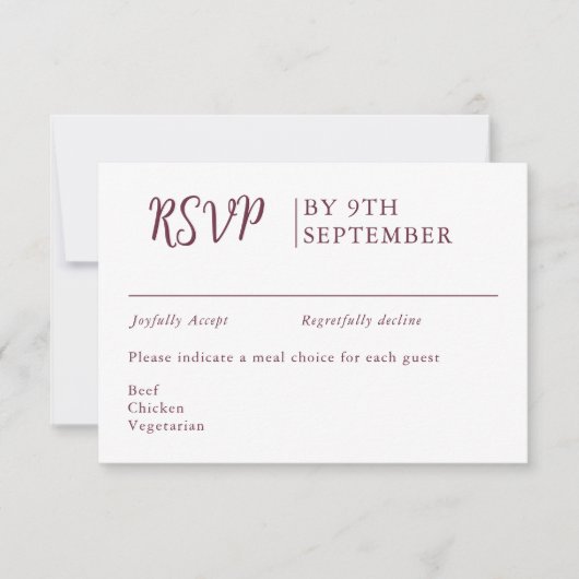 Periwinkle Decorative Wedding Calligraphy RSVP Kaartje (Voorkant)