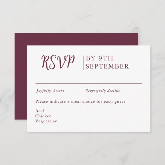 Periwinkle Decorative Wedding Calligraphy RSVP Kaartje (Voorkant / Achterkant)