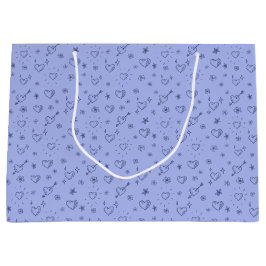 Periwinkle Doodle Flowers and Hearts Pattered Groot Cadeauzakje