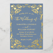 Periwinkle Elegant Boho Modern Typography Wedding Folie Uitnodiging (Voorkant)