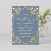 Periwinkle Elegant Boho Modern Typography Wedding Folie Uitnodiging (Staand Voorkant)