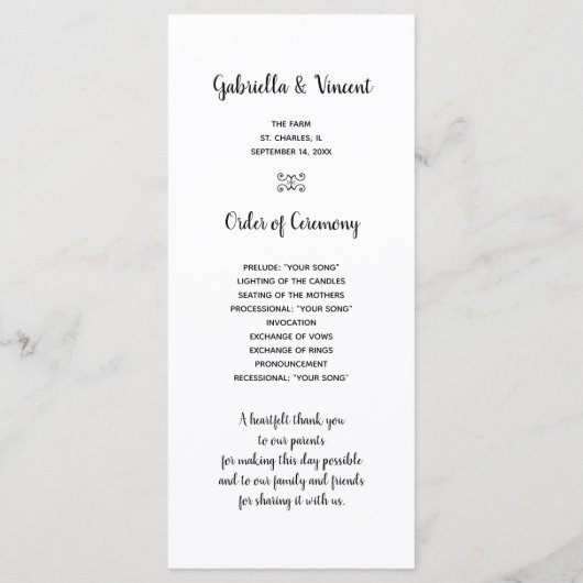 Periwinkle en Barn Wood Country Wedding Programme Programmakaart (Achterkant)