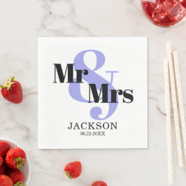 Periwinkle en Black Mr. & Mrs. Wedding Servet