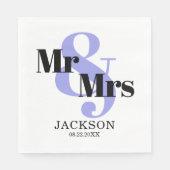 Periwinkle en Black Mr. & Mrs. Wedding Servet (Voorkant)