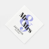 Periwinkle en Black Mr. & Mrs. Wedding Servet (Hoek)