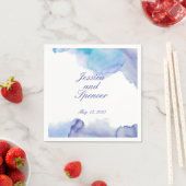 Periwinkle en Blue Alcohol Ink Wedding Napkins Servet (Insitu)