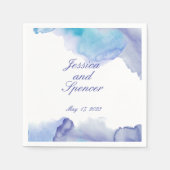 Periwinkle en Blue Alcohol Ink Wedding Napkins Servet (Voorkant)