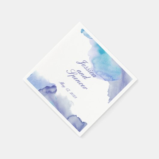 Periwinkle en Blue Alcohol Ink Wedding Napkins Servet (Hoek)