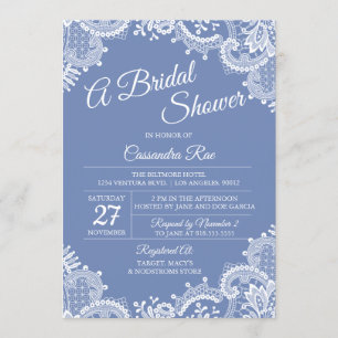 Periwinkle en Lace bruids douche uitnodiging