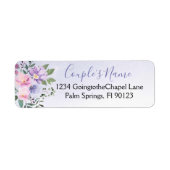 Periwinkle en Pink Waterverf Floral Wedding Etiket (Voorkant)