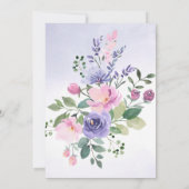 Periwinkle en Pink Waterverf Floral Wedding Kaart (Achterkant)