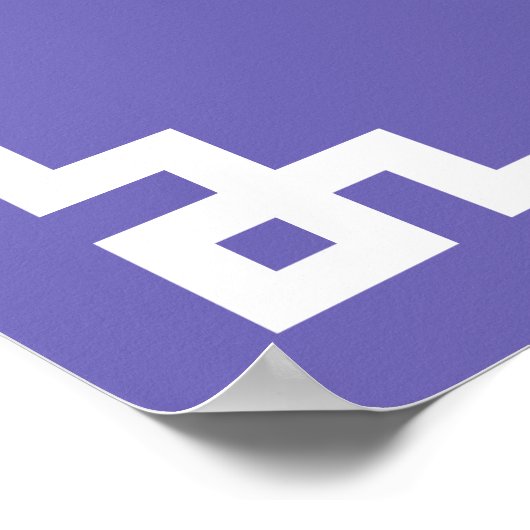 Periwinkle en White Greek Key Border Monogram Poster (Hoek)