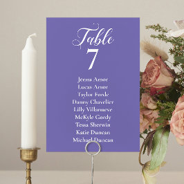 Periwinkle en White Wedding Seding Chart Cards Kaart